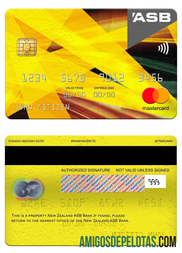 New Zealand ASB Bank Mastercard real example